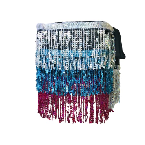 Mage-dans paljett hofteskjerf for kvinner Boho-stil festkostyme for dansefester White Blue Red
