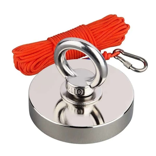 Neodym Magnet, Fiskemagnet 150 kg, 10 Meter Reb & Beskyttelseshandsker Silver Silver