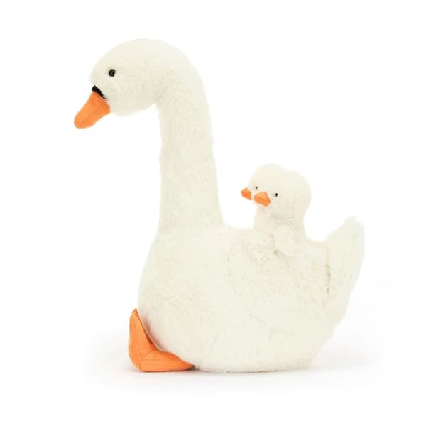Fjer Svane Plysdyr, siddende højde 35 cm