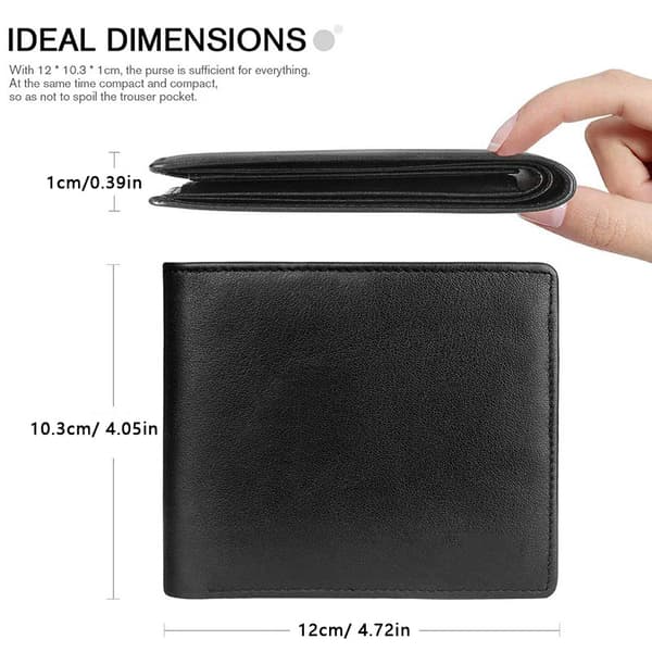 Plånböcker Smal Plånbok i Äkta Läder med Låsfunktion, Myntficka, Minimalistiska Plånböcker för Män med Black