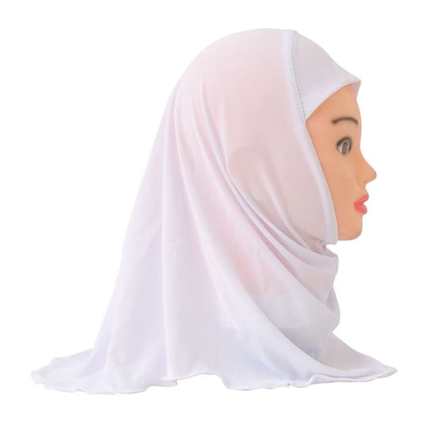 Muslimsk Hijab Islamsk Sjal for Barn HVIT white