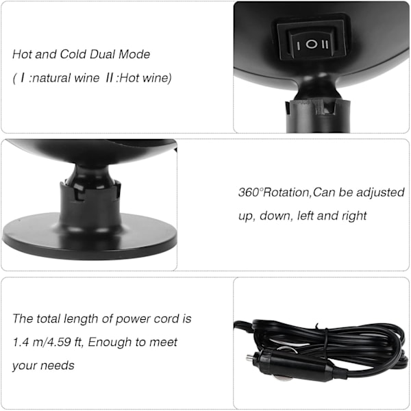 180W 12V Bilrudevarmer Plug-in Anti-Dug Bilventilator Bilrude