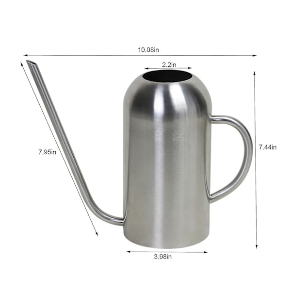 Vandkande i rustfrit stål - 1,5L metalkande med lang tud for at forhindre spild, perfekt til indendørs og udendørs planter Silver