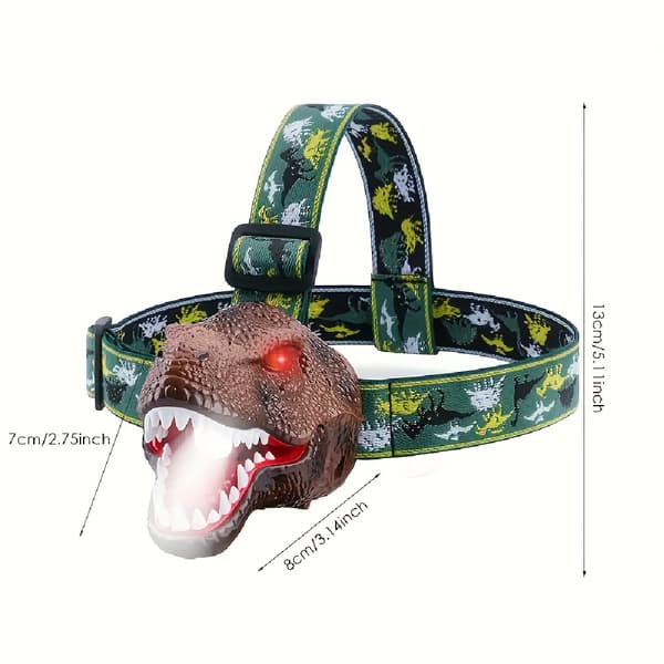 1 stk, LED-hodelykt, brølende dinosaurhodelykt, USB oppladbart lys, 90° roterende hodelykt, hjemmedekorasjonshodelykt, den beste gaven Green