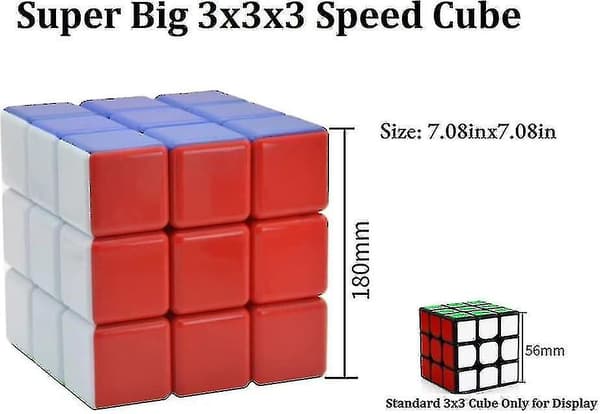 Giant 3x3 Speed Cube, Stor 3x3 Cube Puslespil Legetøj (7 tommer) Matte finish