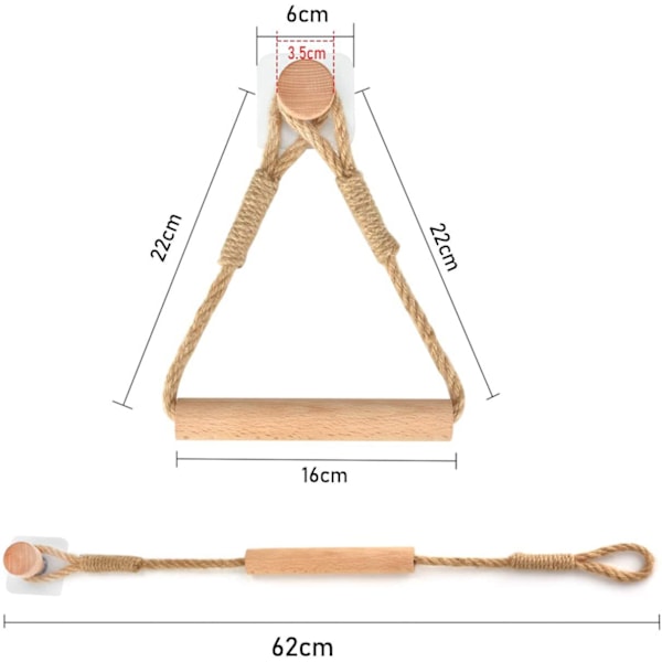 Självhäftande Toapappershållare, Badrums Toapappershållare Trärep Rustik Handduksring Beige braid
