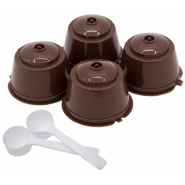 4st Dolce Gusto kaffekapslar?? återanvändbar påfyllningsbar kopp med 2 skedar?? kaffe??