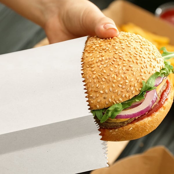 50 stk. - Hvide papirsposer til pakning af frokost og snacks