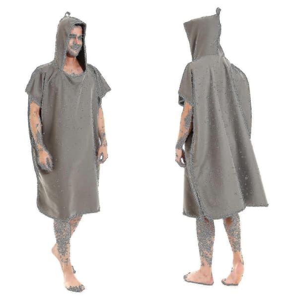 Hættehåndklæde i mikrofiber til mænd og kvinder til svømning, strand, rejser, hurtigtørrende skifterobe, kappe, badehåndklæde Red