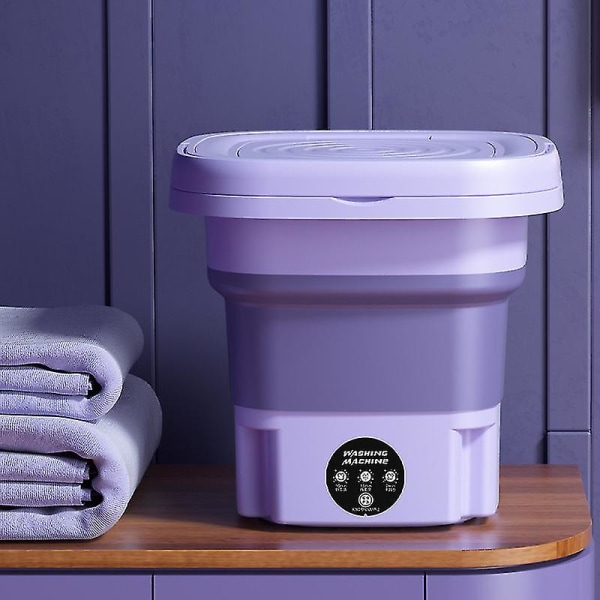 8l hopfällbar tvättmaskin Bärbar strumpa och underkläder Infällbar hushållstvättmaskin 3 modeller med centrifugering EU Purple