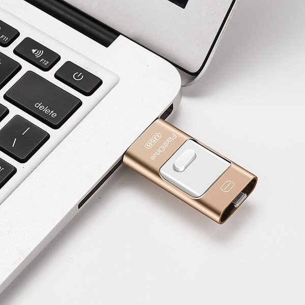 Flashminne, 3 i 1 USB 3.0 Minnestick, Fotominne Extern Lagring Tummeminne För Iphone Ipad Android Dator 64gb-guld Gold 64GB