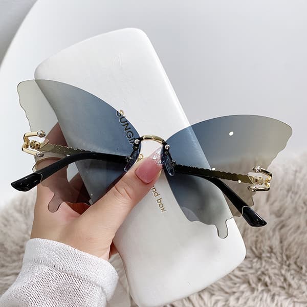 Sommerfugl Solbriller Kvinder Mode Store Ramme Gradient Nuancer Trendy Gade Foto Solbriller Gradient Ice Blue