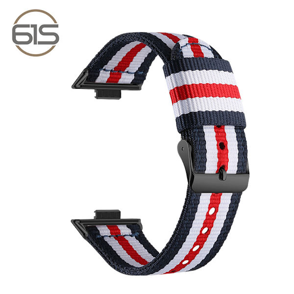 Stilfuld nylonrem til Huawei Fit 3/4/4 Pro Blue-White-Red