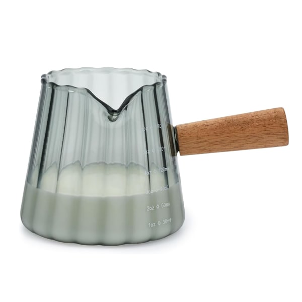 Espressokoppar 6OZ, Espressotillbehör, Expresso Shots Kopp, Espressoshotglas med V-formad Mun, Ribbad Mjölkskummare, Glasmätare Style 2