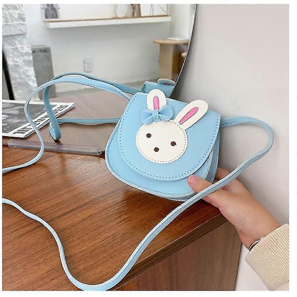 Axelväska för flickor, söt crossbody-väska handväska mini prinsessbudväskor handväska med justerbart bälte Bow-blue
