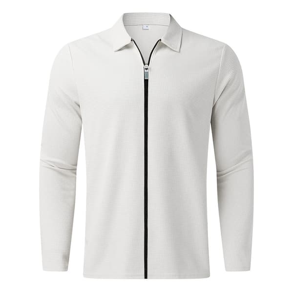 Herr Höst Ny Zip-Up Våffelstickad Jacka – Casual Långärmad Kragad Koftastil White XL