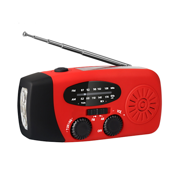 Vevaradio med solceller / Ficklampa - 2000mAh Powerbank black
