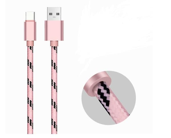 Fempack 3m Flettet USB-lader Type-C Ladningskabel til Samsung Huawei