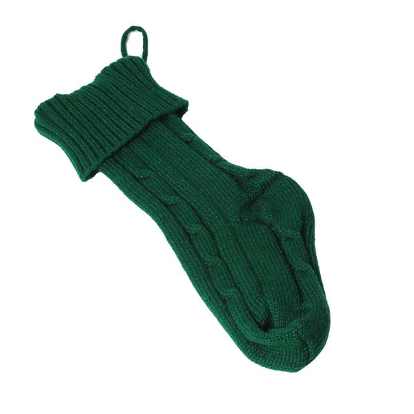 Julepynt, julestrømper, gaveposer, strikkede julepynt, ulljulestrømper, grønn -46cm
