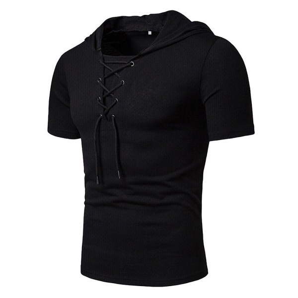 Retro Tactical Kortärmad Athletic Hoodie Pullover Sweatshirt Outdoor Sports Huvtröjor för män - Svart M