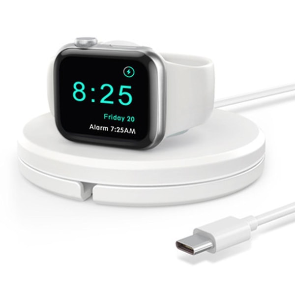 Laddningsställ kompatibelt för Apple Watch, bärbar laddstation Kabelhantering Dockhållare Organizer för Iwatch med band White