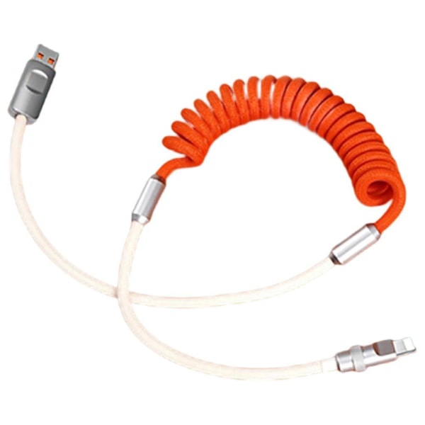 Coiled Lightnings Laddningskabel Lätt indragbar sladd för pekdator USB Type C 1.5M Orange White