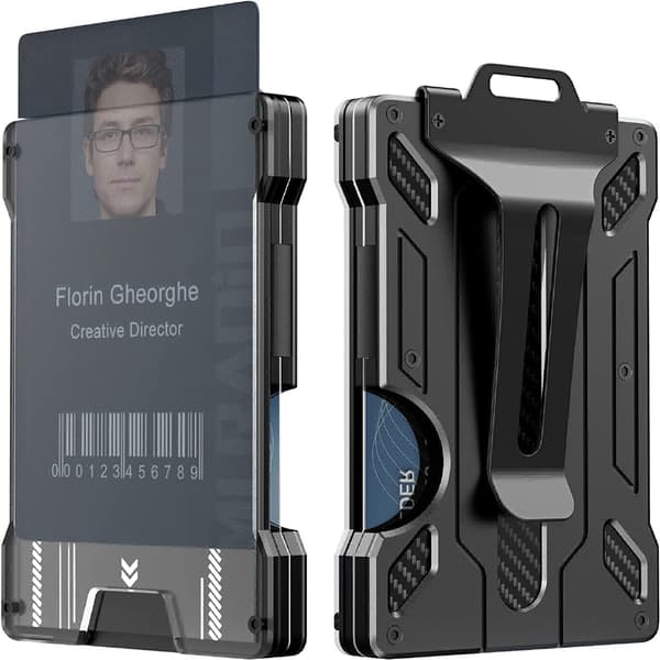 RFID-kortholder for 6 kort og ID-kortholder med klips Svart Black 100