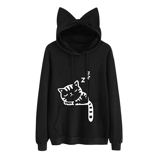 Hættetrøjer Søde Katteører Nyhed Trykt Sweater Sweatshirt Kattehætte