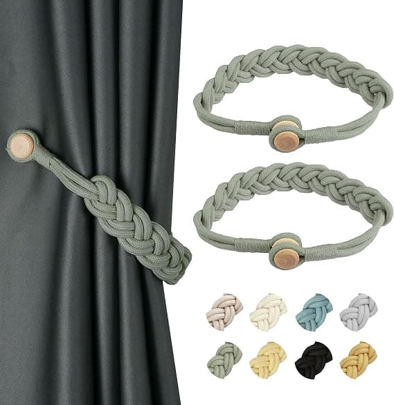 Gardinklemmer Magnetiske Vævede Gardinholdere Draperi Tiebacks (Sølvgrå - 2-pak)