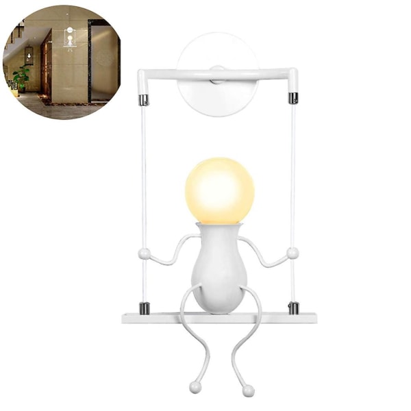 Modern led humanoid vägglampa, enkel ljusdesign med E27 basjärnhållare för sovrum, vardagsrum, sängar, trappor, hall, restaurang, kök