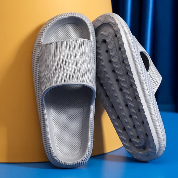 Lette hjemmesko Komfortable afslappede hjemmesko med åben tå platform strandsandaler Grå Gray 38-39