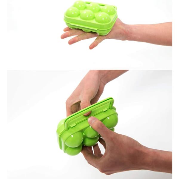 Portable Plastic Egg Carton 6 Compartments Foldable Egg Storage Box Large Capacity Egg Box Egg Holder Organizer for Refrigerator and Crisper (2pcs)