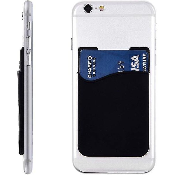 2-pack Universal Mobil plånbok/korthållare - Självhäftande Svart-1