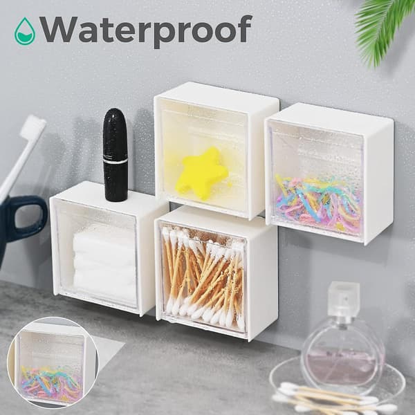 Bomullsdottholder, bomullspinneglass, tanntrådholder, beholder, skuff, baderomsoppbevaring, bomullsputer, organizer med klart lokk 2pcs