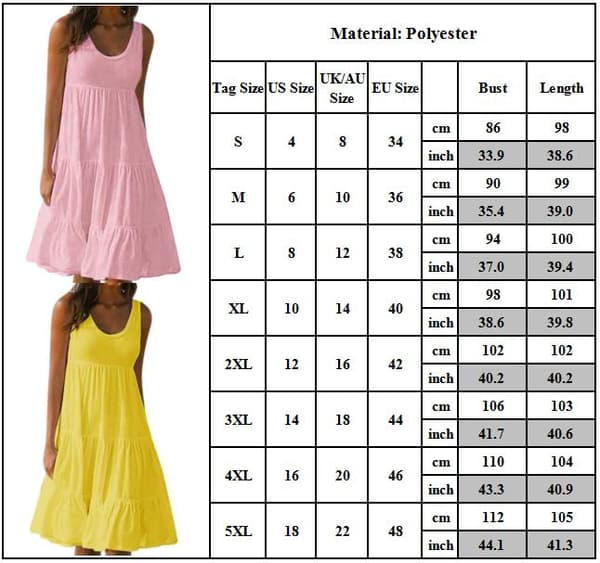 Sommerkjole kvinner løs passform rysjer mini strand uformell ferie Rose red L