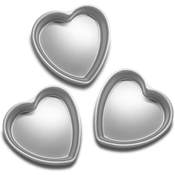 Hjerteformede bageforme - Aluminiumsbageforme - Valentinsdag, bryllupper, fødselsdage osv. (Sæt med 3 hjerteformede bageforme, 20 x 5 cm)