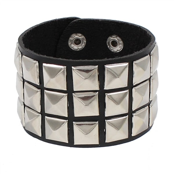 Läder dubbade Punk armband för män kvinnor 80-tal dubbade armband h