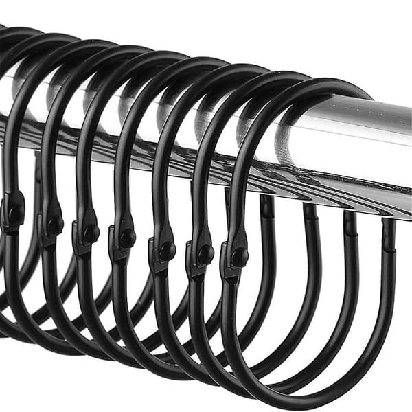 Duschdraperiringar, Duschdraperikrokar, Svarta Duschdraperikrokar Rostfria, Anti-Drop