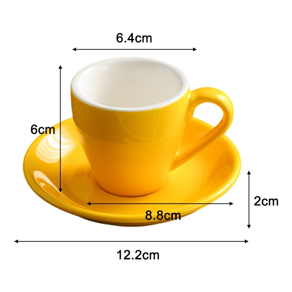 Porslin Espresso-kopp med fat, Espresso-kopp, 80 ml/2,7 oz Yellow