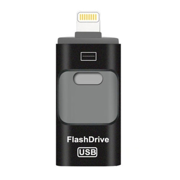 Flash Drive, 3 In 1 USB 3.0 Memory Stick, Photo Stick Externt lagringsminne för Iphone Ipad Android dator 64gb-guld Black 128GB