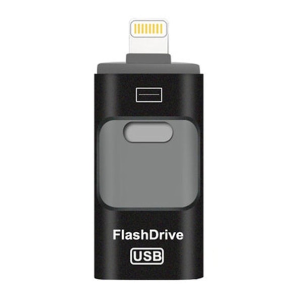 Flash-stasjon, 3 i 1 USB 3.0 Minnepinner, Fotostasjon Ekstern Lagring Tommelstasjon For Iphone Ipad Android Datamaskin 64gb-gull Black 128GB