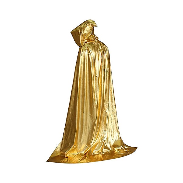 Unisex Huvad Klädkappa Rollspel Familjekostymer Hel Längd Kappa Halloween Jul Ytterkläder (Guld)