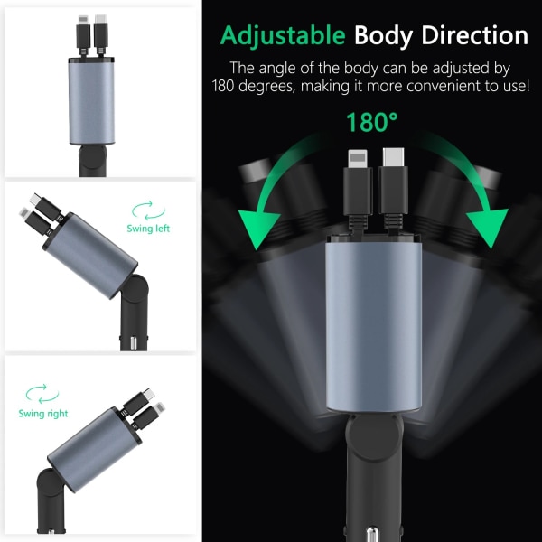 Billader 100W - Lader til bilen - iPhone/Samsung - USB-C Sort