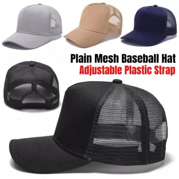 Truckerkeps Mesh Baseballcaps Snapback Justerbar Ensfarget Herre Dame Caps Navy