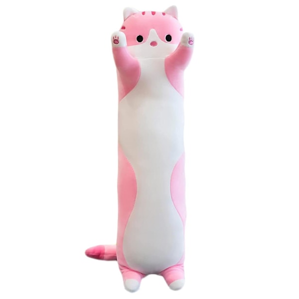 Plysj Leketøy Katt Lang Bomull Søt Kattedukke Plysj Leketøy Myk Bomull Fylt Sovepute Rosa pink pink 90cm