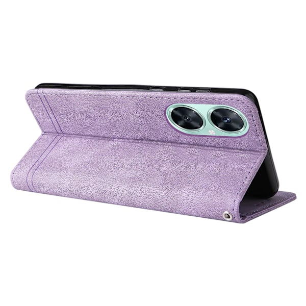 Plånboksfodral i läder med präglade linjer och stativfunktion för Huawei Nova 11i / Maimang 20 / Enjoy 60 Pro Purple