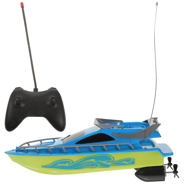1 set Barn Speedboat Toy Avståndskontroll Speedboat Toy Funny Water Boat Toy Barnleksak White Blue 25X9X7CM
