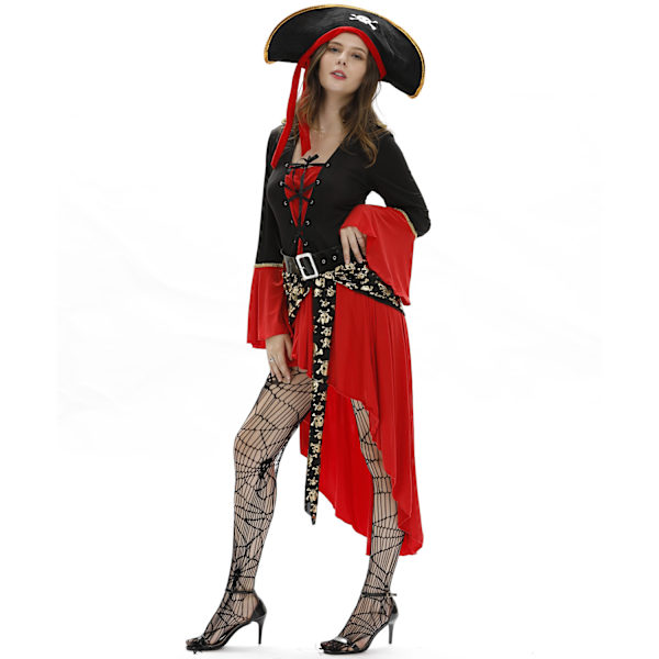 Pirattiasu Milk Silk Uniform -kangas S-3XL Halloween Cosplay Naisille punainen with socks S