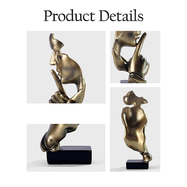Håndlaget Stillhet er en Gylden Tenker-Statue, Moderne Minimalistisk Kunst i Resin, Abstrakt Skulptur for Skrivebord ved Inngangsparti, Kreativ Stue