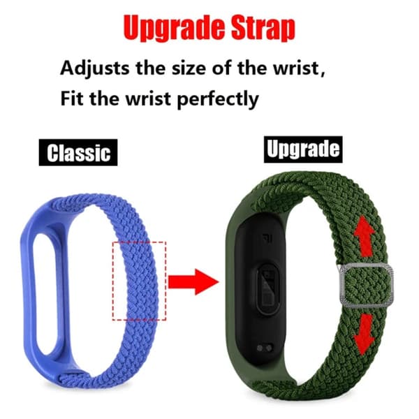 (C)4 stk. urrem i nylon til Xiaomi Mi Band 3/4/5/6/7/NFC Sort C